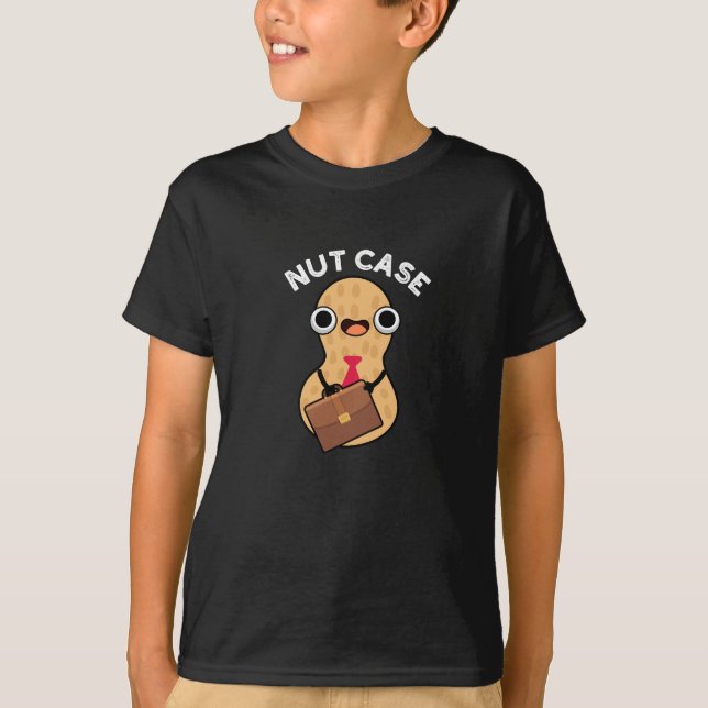 Nut Case Funny Peanut Puns Dark BG T-Shirt (Front)