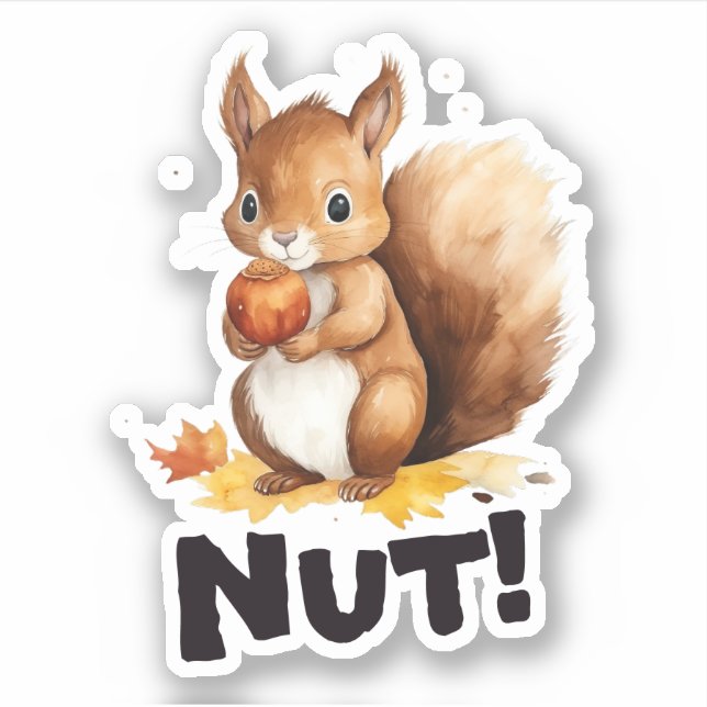 Nut! Cute Squirrel Autumn Season Sticker (Front)