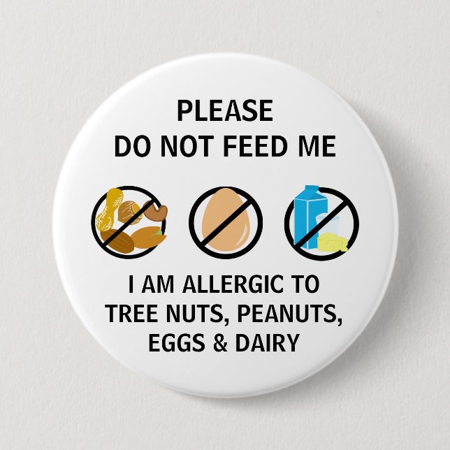 Nut Egg Dairy Allergy Do Not Feed Kids Button (Front)