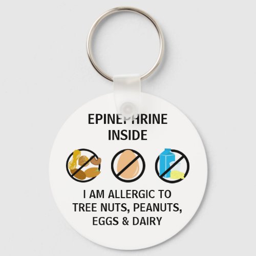 Nut Egg Dairy Allergy Epinephrine Inside Kids Keychain
