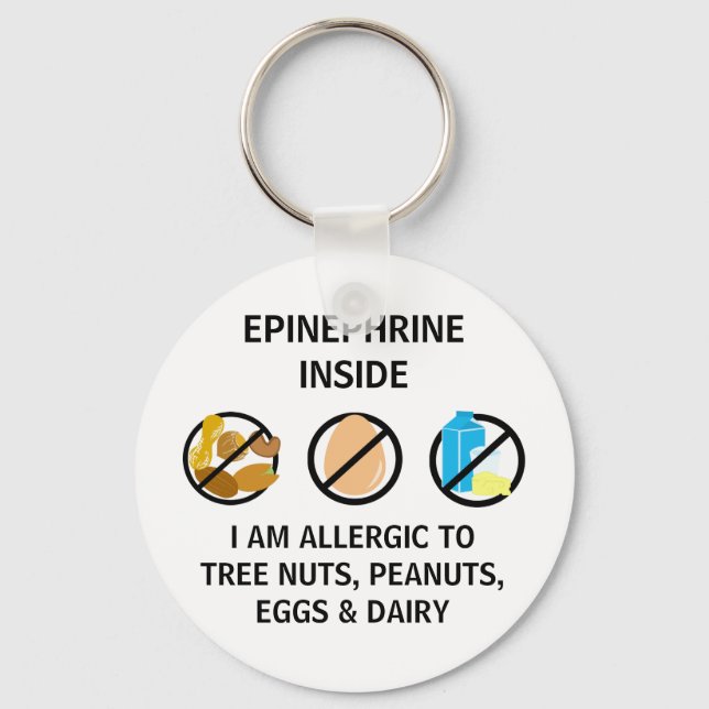 Nut Egg Dairy Allergy Epinephrine Inside Kids Keychain (Front)