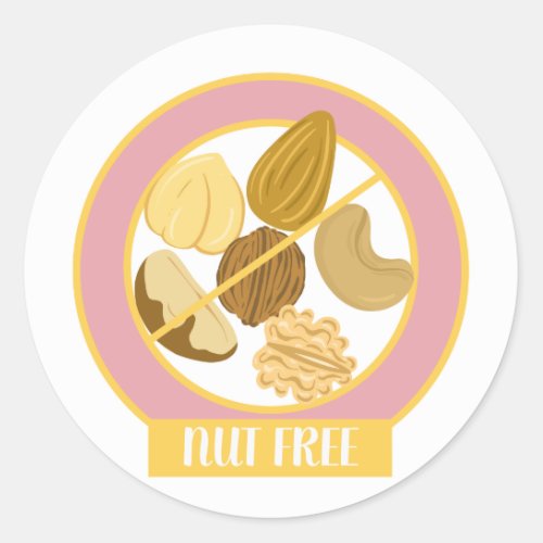 Nut Free Allergy Safe Classic Round Sticker