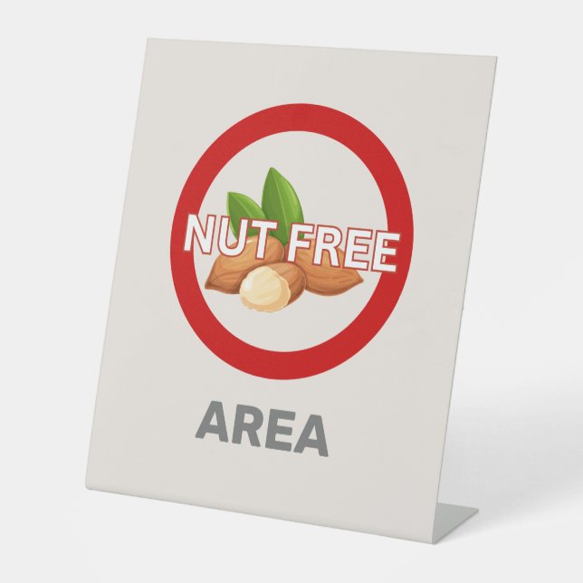 Nut Free Area Customized Food Allergy Alert  Pedestal Sign (Front)