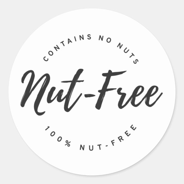 Nut free classic round sticker (Front)