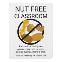 Nut Free Classroom Alert Customizable School Door Sign