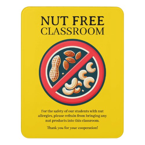 Nut Free Classroom Door Sign