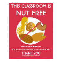 Nut Free Classroom Sign for School or Daycare
