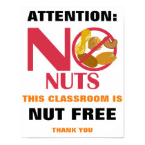 Nut Free Classroom Sign for School or Daycare