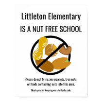 Nut Free School Sign Personalized With School Name