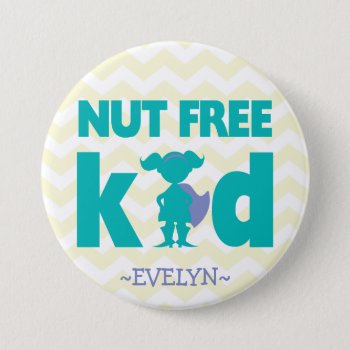 Nut Free Superhero Girl Button by LilAllergyAdvocates at Zazzle
