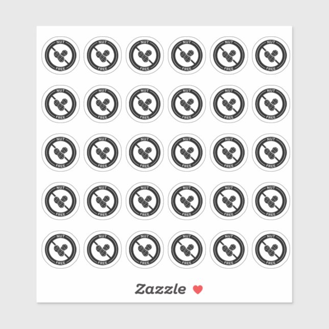 Nut Free Wedding Place Card Mini Meal Choice  Sticker (Sheet)