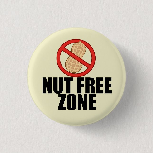 Nut Free Zone Cool Peanut Allergy Awareness Button (Front)