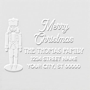 Nutcracker #2 Merry Christmas Name Return Address Embosser