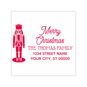 Nutcracker #2 Merry Christmas Name Return Address Self-inking Stamp