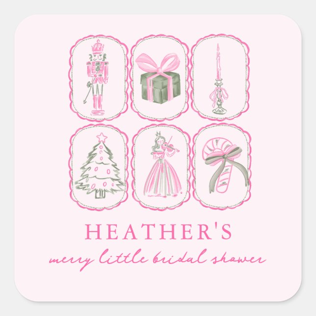 Nutcracker A Merry Little Bridal Shower Square Sticker (Front)