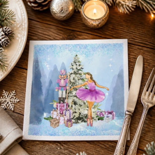 Nutcracker and Ballerina Lavender Christmas Napkins