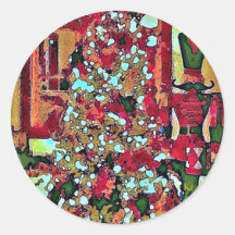 Nutcracker and Christmas Tree Round Stickers