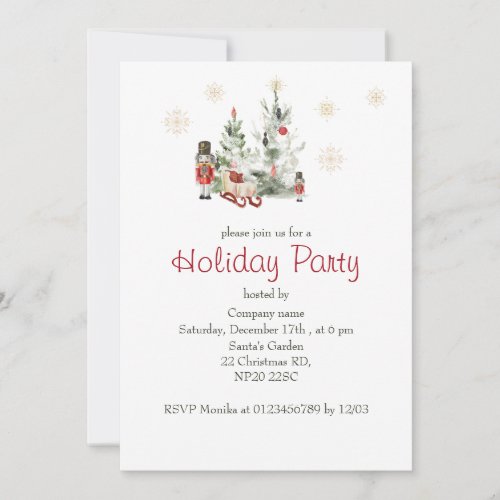 Nutcracker  and christmas tree watercolor cute Chr Invitation