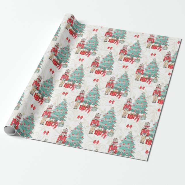 Nutcracker and Christmas tree Wrapping Paper (Unrolled)