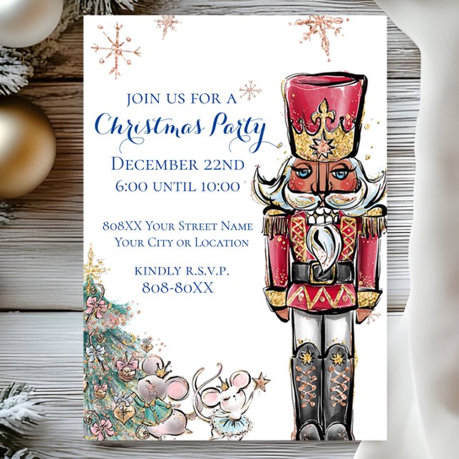 Nutcracker and Mice Christmas Party Invitation (Creator Uploaded)