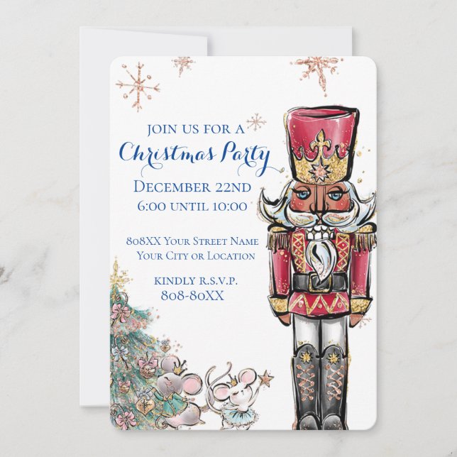 Nutcracker and Mice Christmas Party Invitation (Front)