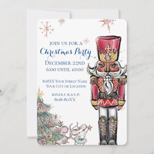 Nutcracker and Mice Christmas Party Invitation