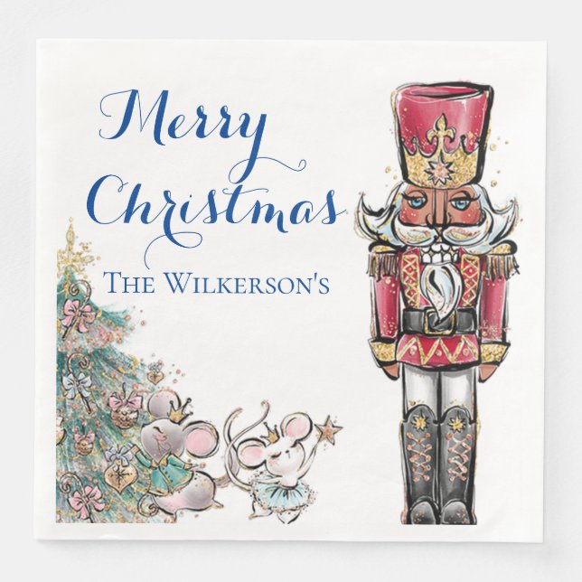 Nutcracker and Mice Christmas Party Paper Dinner Napkins (Front)