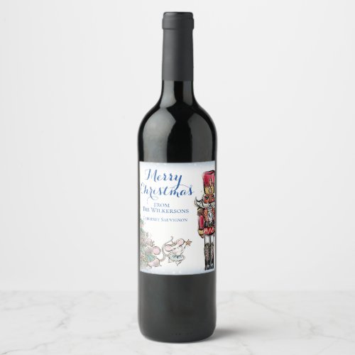 Nutcracker and Mice with Christmas Tree Wine Label