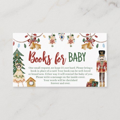 Nutcracker Baby Shower Books for Baby Business Card