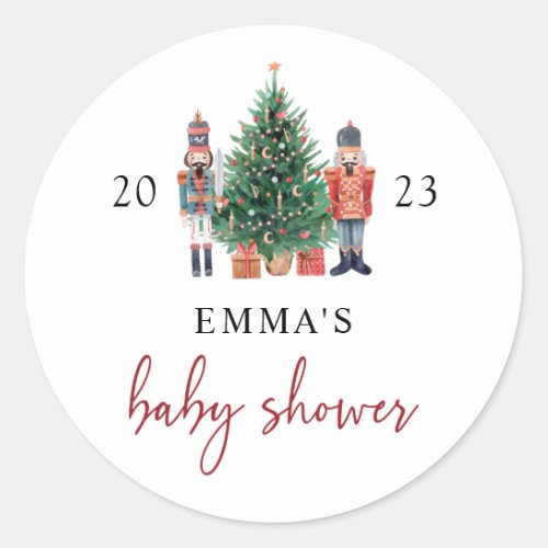 Nutcracker Baby Shower Classic Round Sticker