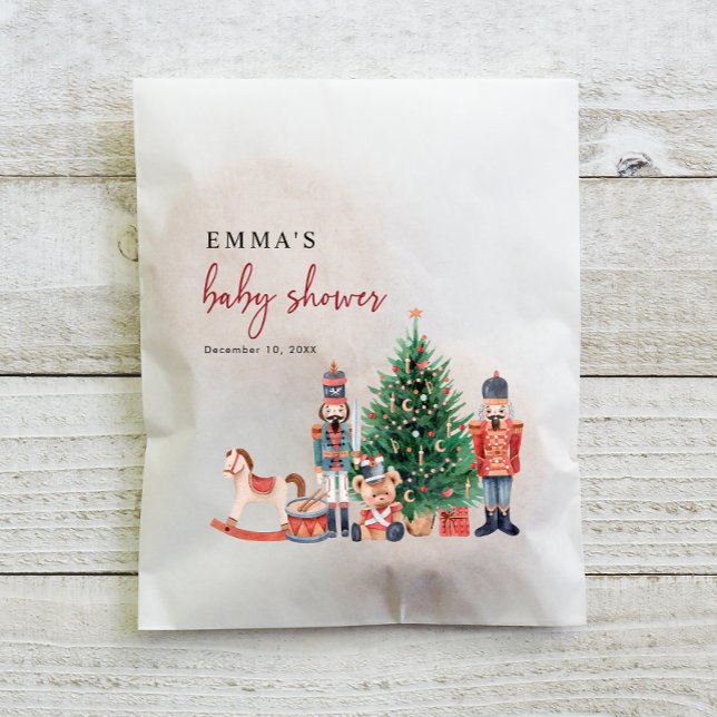 Nutcracker Baby Shower Favor Bag (Baby Shower Holiday Nutcracker Favor Bags)