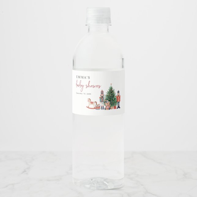 Nutcracker Baby Shower Water Bottle Label (Front)