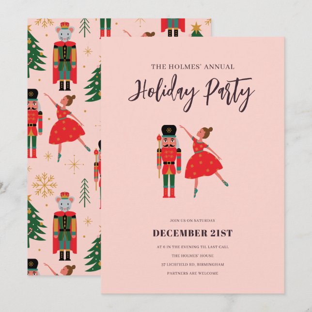 Nutcracker Ballerina Annual Christmas Party Invitation (Front/Back)