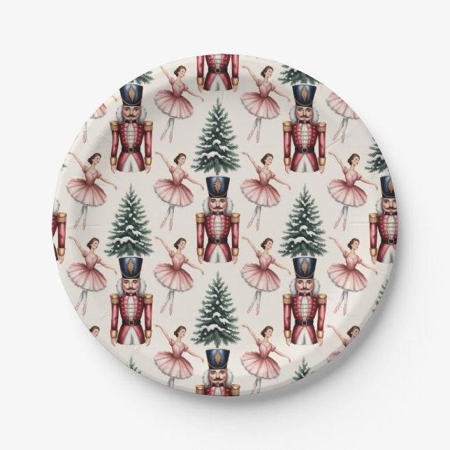 Nutcracker Ballerina ballet dancer christmas tree  Paper Plates (Front)
