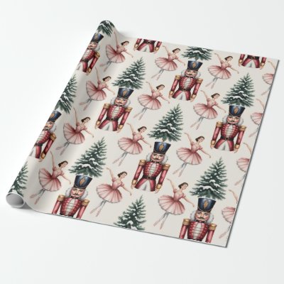 Nutcracker Ballerina ballet dancer christmas tree  Wrapping Paper