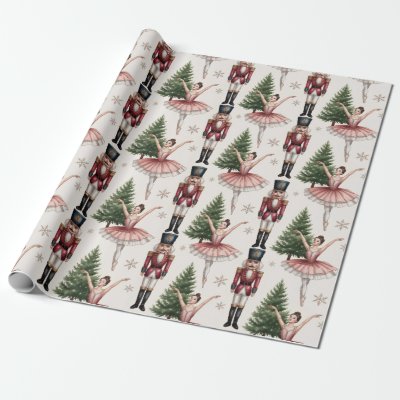 Nutcracker Ballerina ballet dancer christmas tree  Wrapping Paper