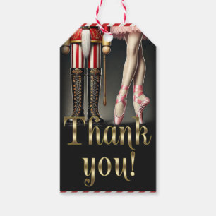 Nutcracker & Ballerina Black Gold Thank You Gift Tags
