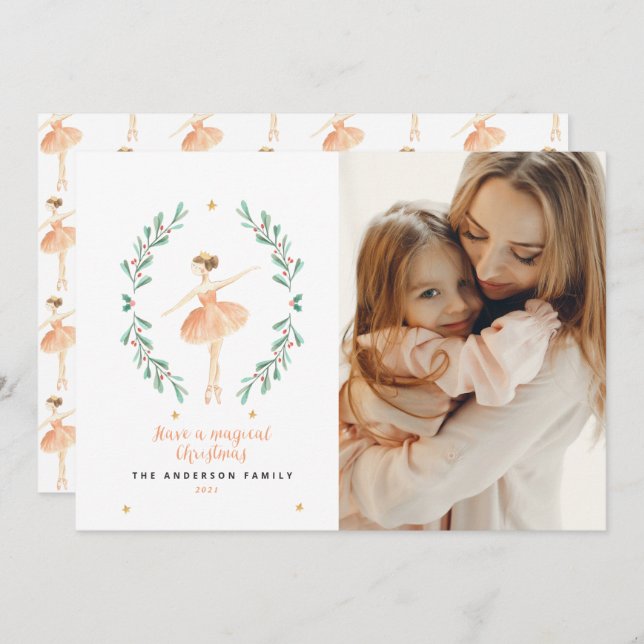 Nutcracker ballerina botanical 1 photo Christmas (Front/Back)