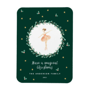 Nutcracker ballerina botanical cute Christmas Magnet