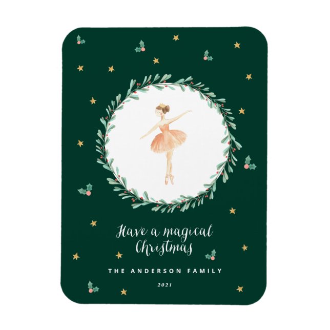 Nutcracker ballerina botanical cute Christmas Magnet (Vertical)