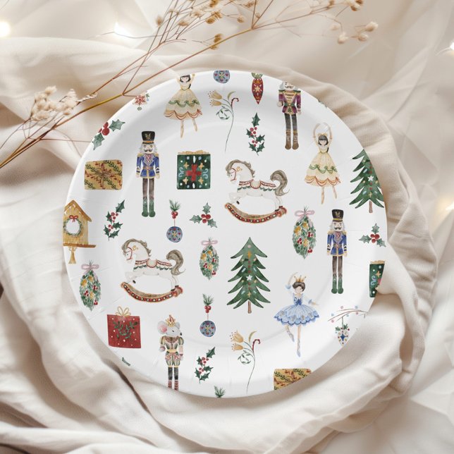 Nutcracker ballerina Christmas birthday party Paper Plates (Creator Uploaded)
