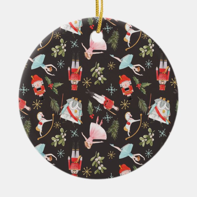 Nutcracker Ballerina Christmas gifts Ceramic Ornament (Front)