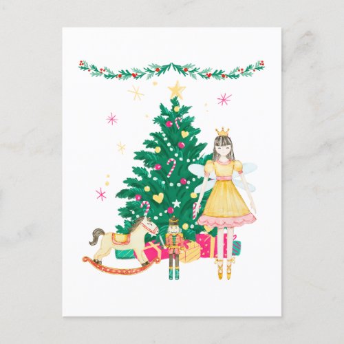 Nutcracker Ballerina Christmas Post Carfd Postcard