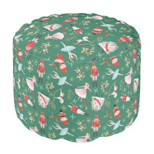 Nutcracker Ballerina Christmas Pouf