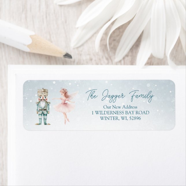 Nutcracker Ballerina Christmas return address  Label (Insitu)