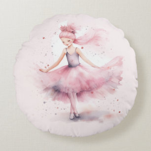 Nutcracker Ballerina Christmas Round Pillow