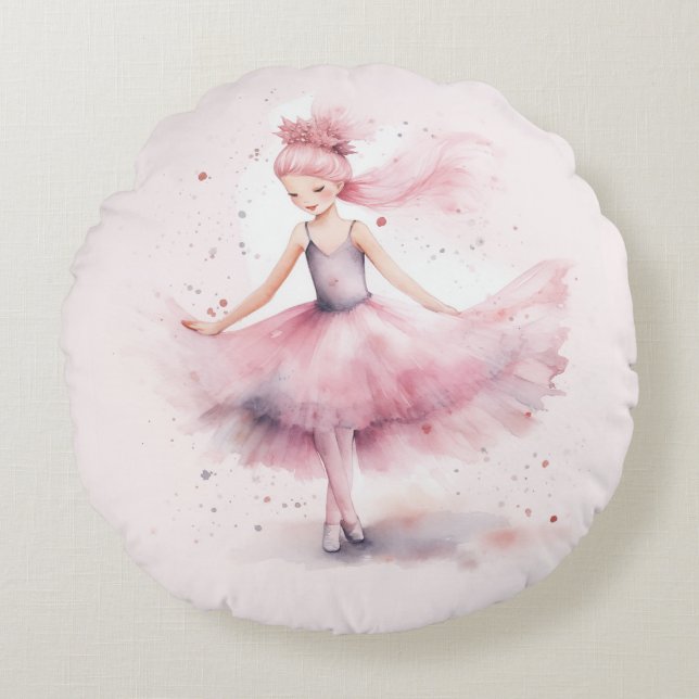 Nutcracker Ballerina Christmas  Round Pillow (Front)