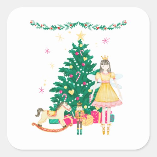 Nutcracker Ballerina Christmas  Square Sticker