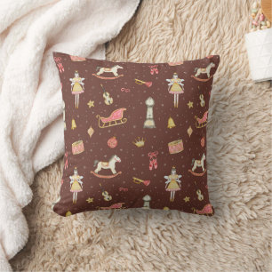 Nutcracker Ballerina Christmas Throw Pillow