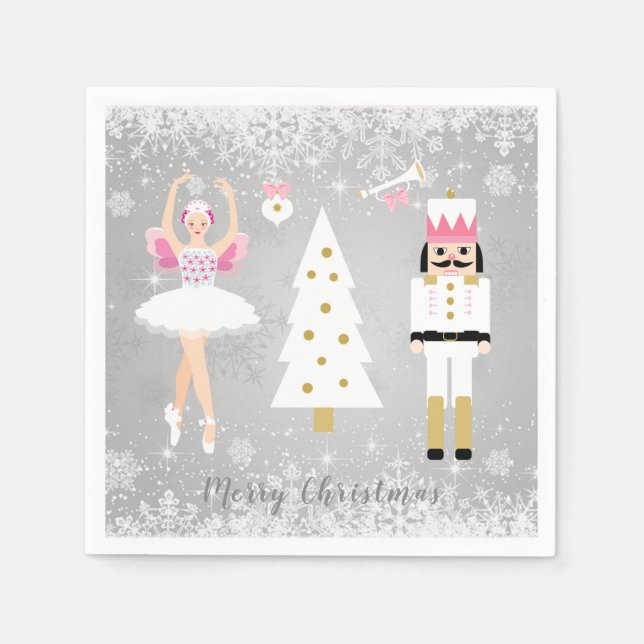 Nutcracker, Ballerina, Christmas tree Napkins (Front)
